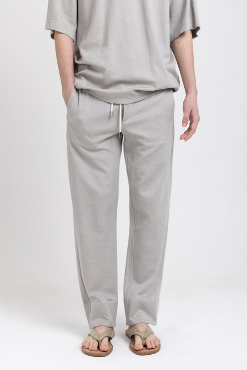 Grey cotton linen jersey relaxed pants