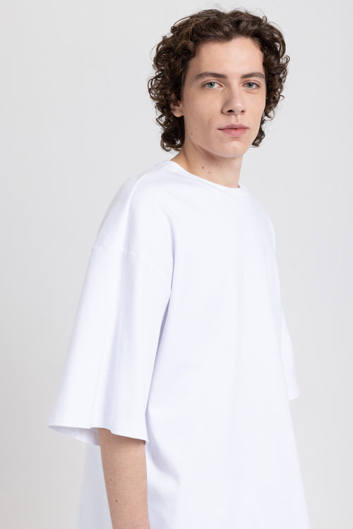 White weighty cotton jersey oversized boxy t-shirt