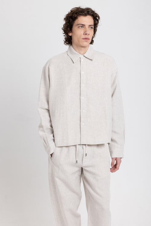 Natural linen shirt jacket