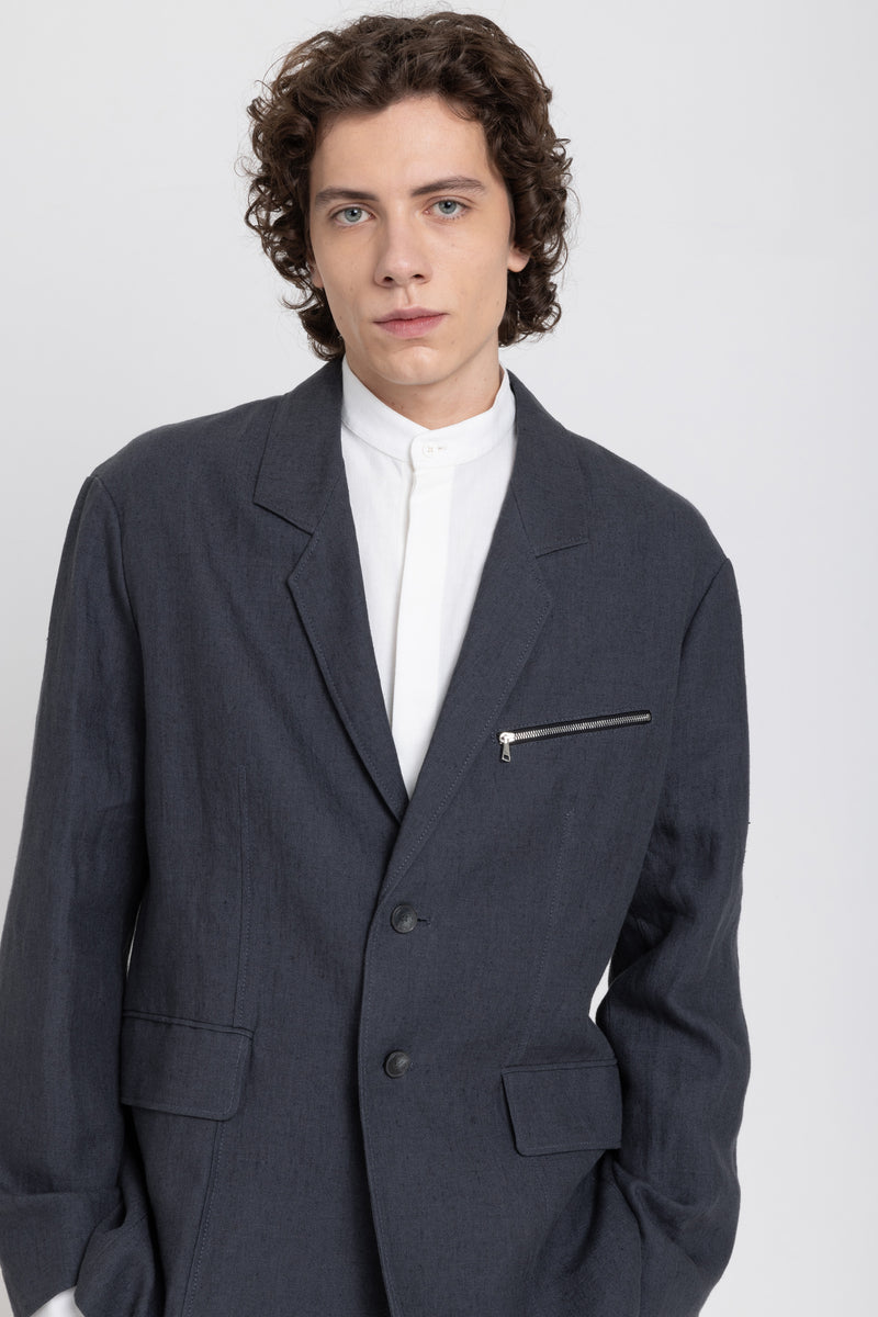 Charcoal linen summer jacket