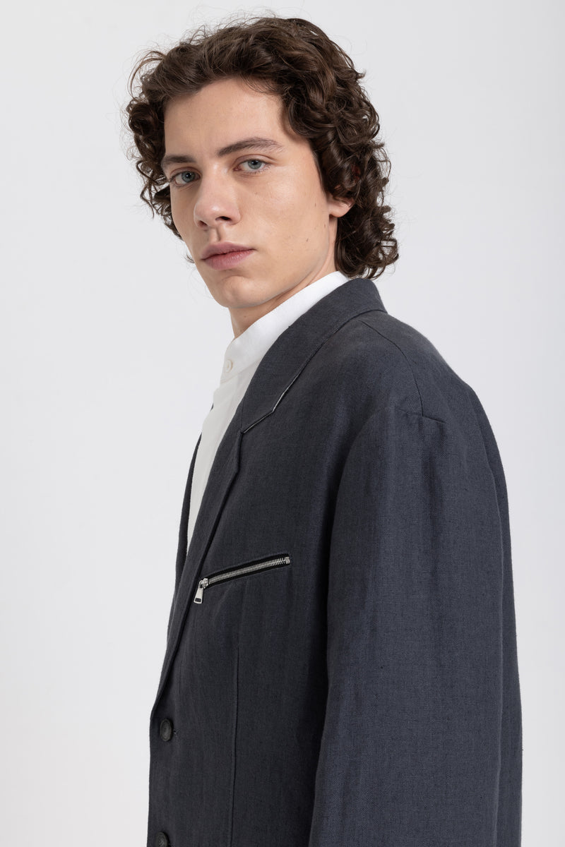 Charcoal linen summer jacket