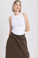 Khaki brown denim shaped skirt