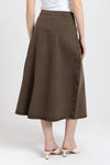 Khaki brown denim shaped skirt