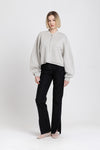 Stone grey & taupe cotton doubleface knitted bomber