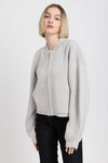 Stone grey & taupe cotton doubleface knitted bomber