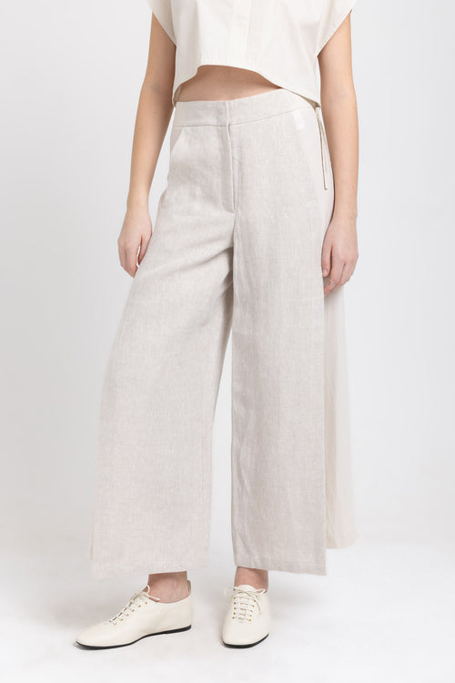 Natural linen & cotton ankle length wide pants