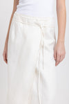 Off white linen herringbone wrap skirt