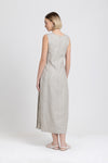 Oatmeal linen herringbone dress with pleats