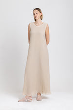 Light grey beige froisse lyocell easy slip dress