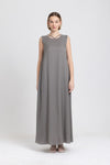 Olive grey light crepe easy slip dress