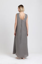 Olive grey light crepe easy slip dress