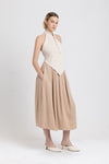 Toffee tencel balloon midi skirt