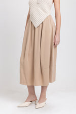 Toffee tencel balloon midi skirt