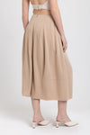 Toffee tencel balloon midi skirt