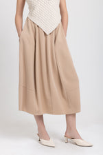 Toffee tencel balloon midi skirt