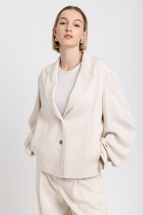 Cream tencel creative jacket