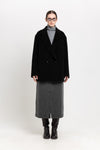 Black plush superfine wool relaxed short coat