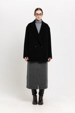 Black plush superfine wool relaxed short coat