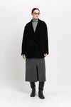 Black plush superfine wool relaxed short coat