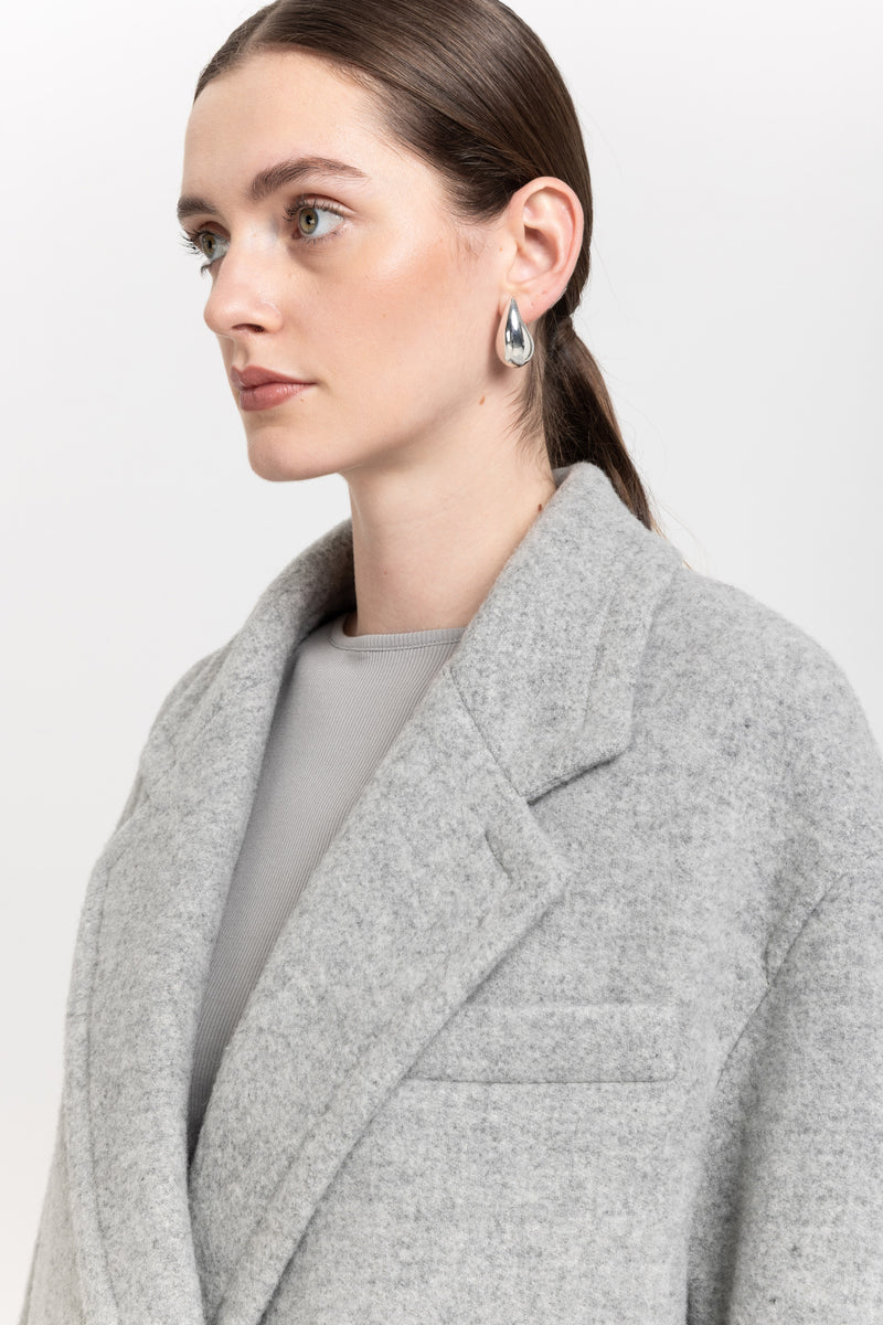 Light grey soft touch wool relaxed short coat