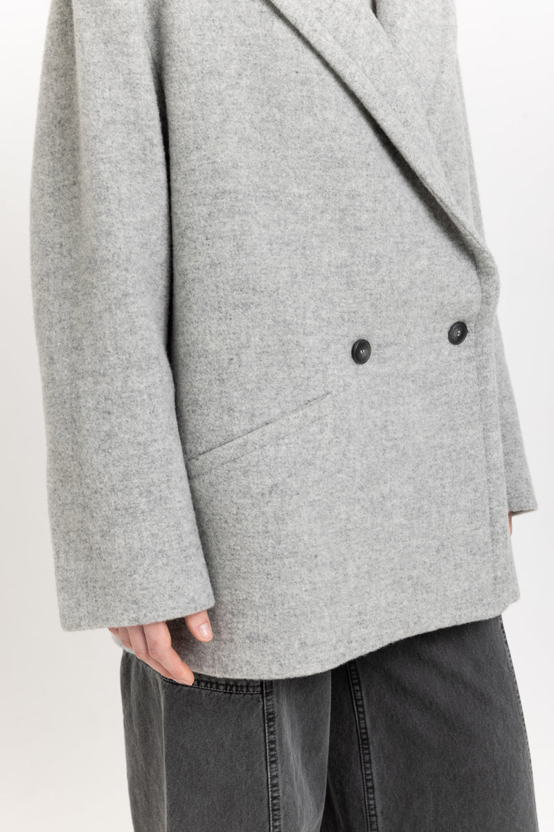 Light grey soft touch wool relaxed short coat