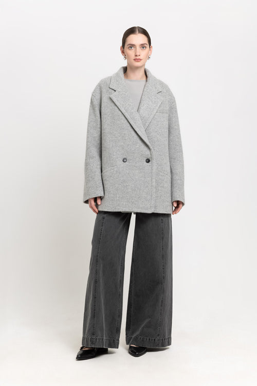 Light grey soft touch wool relaxed short coat