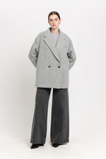 Light grey soft touch wool relaxed short coat