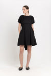 Black trench coat blend little evening dress with bow