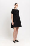 Black trench coat blend little evening dress with bow