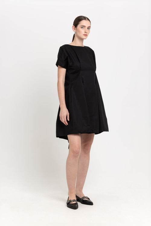 Black trench coat blend little evening dress with bow