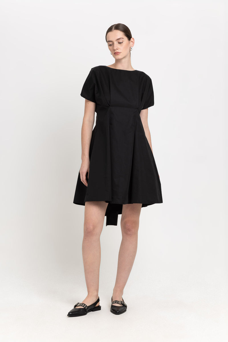 Black trench coat blend little evening dress with bow