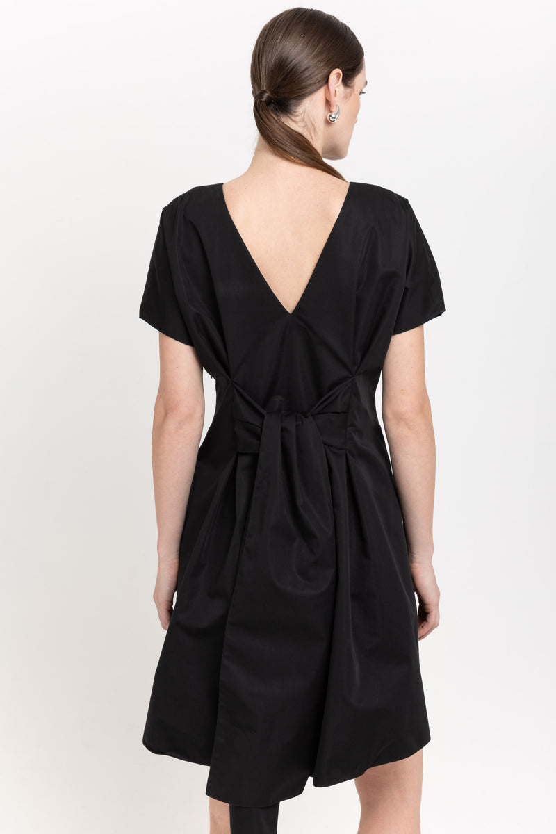 Black trench coat blend little evening dress with bow