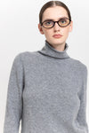 Limestone grey with black cashmere lightweight turtleneck