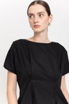 Black trench coat blend little evening dress with bow