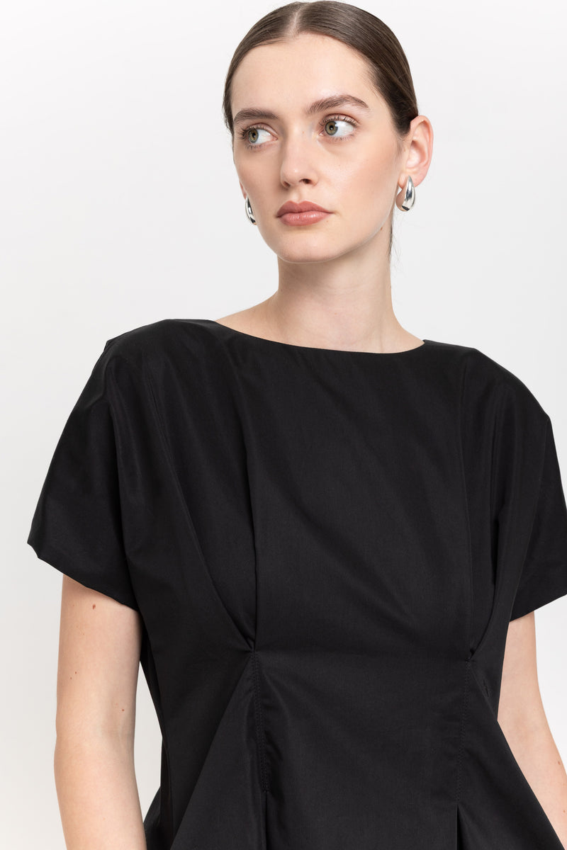 Black trench coat blend little evening dress with bow