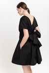 Black trench coat blend little evening dress with bow