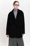 Black plush superfine wool relaxed short coat