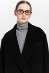 Black plush superfine wool relaxed short coat
