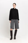 Black fluid tencel voluminous blouse