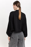 Black fluid tencel voluminous blouse