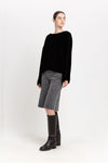 Black silk viscose velvet open back top