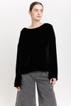 Black silk viscose velvet open back top