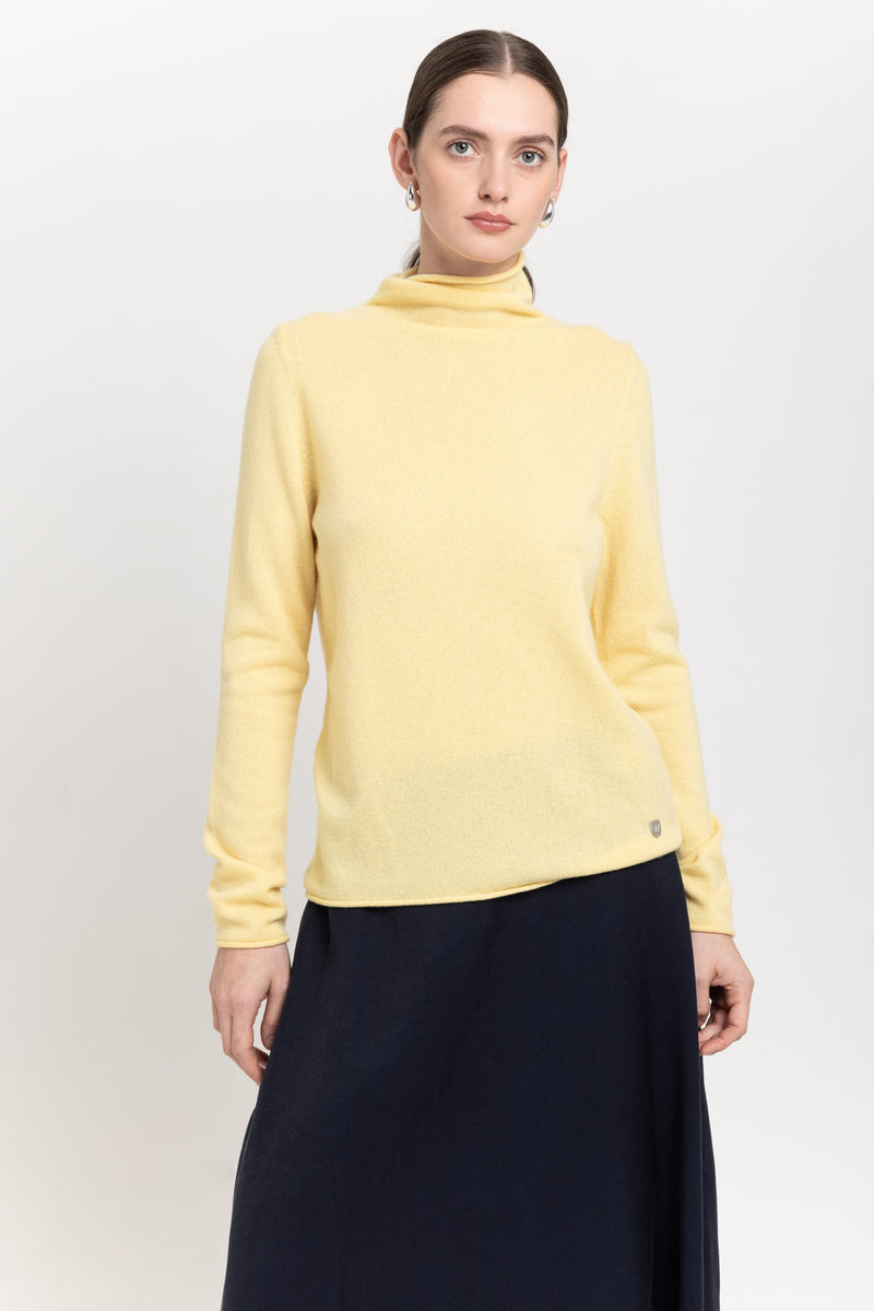 Daffodil yellow cashmere lightweight turtleneck