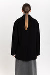 Black plush superfine wool relaxed short coat