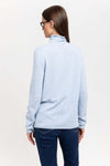 Denim blue cashmere lightweight turtleneck