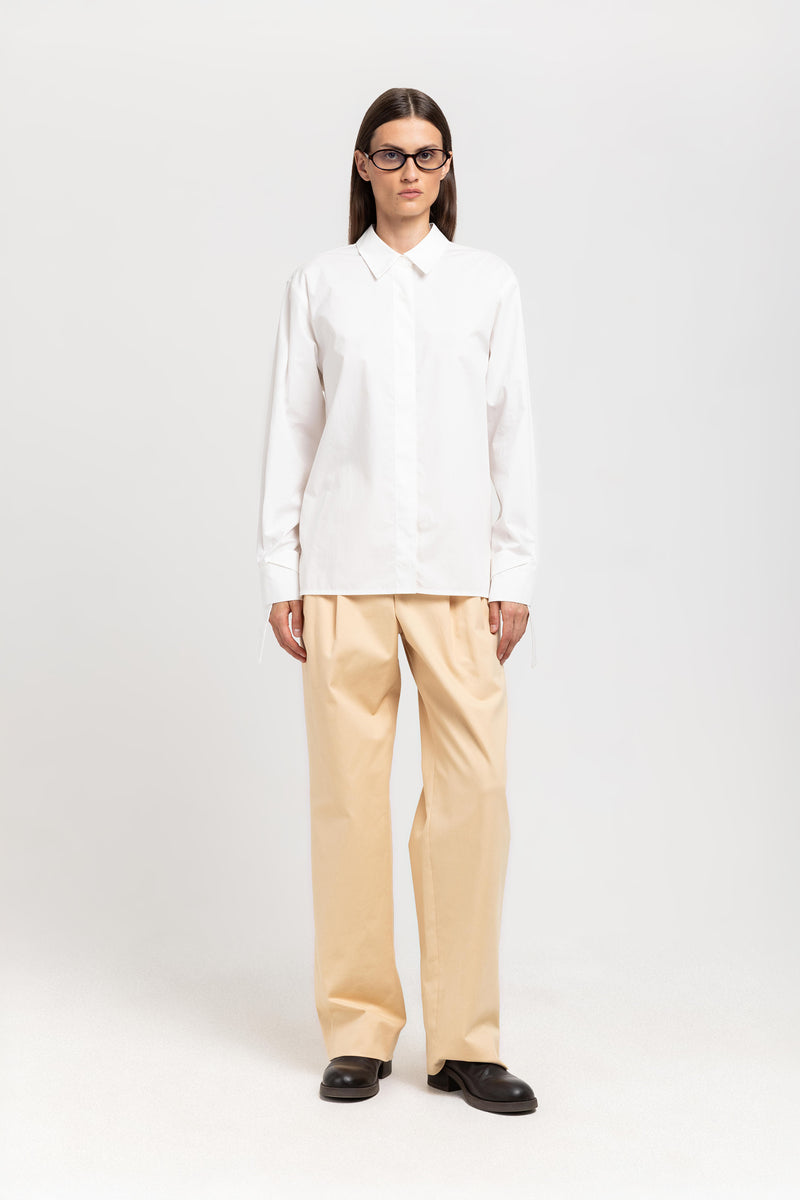 Off white cotton shirt with creative sleeves