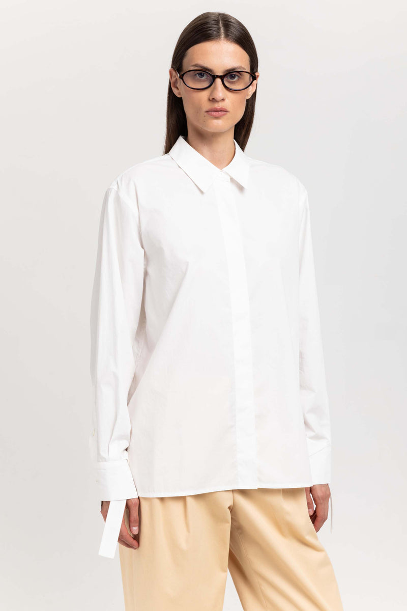 Off white cotton shirt with creative sleeves