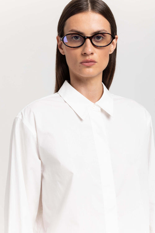 Off white cotton shirt with creative sleeves