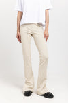 Ivory & grey striped bistretch flared fitted pants