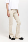 Ivory & grey striped bistretch flared fitted pants